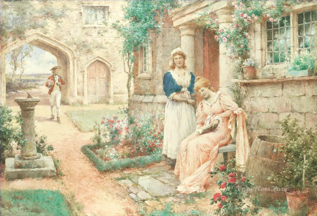 El cortejo Alfred Glendening JR damas escena del jardín Pintura al óleo